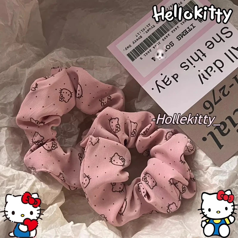 

Sanrio Helloes Kittys Cute Delicate Scrunchie Girls Cartoon Hair Tie Rubber Band Students Women Comfortable A Gift for A Friend