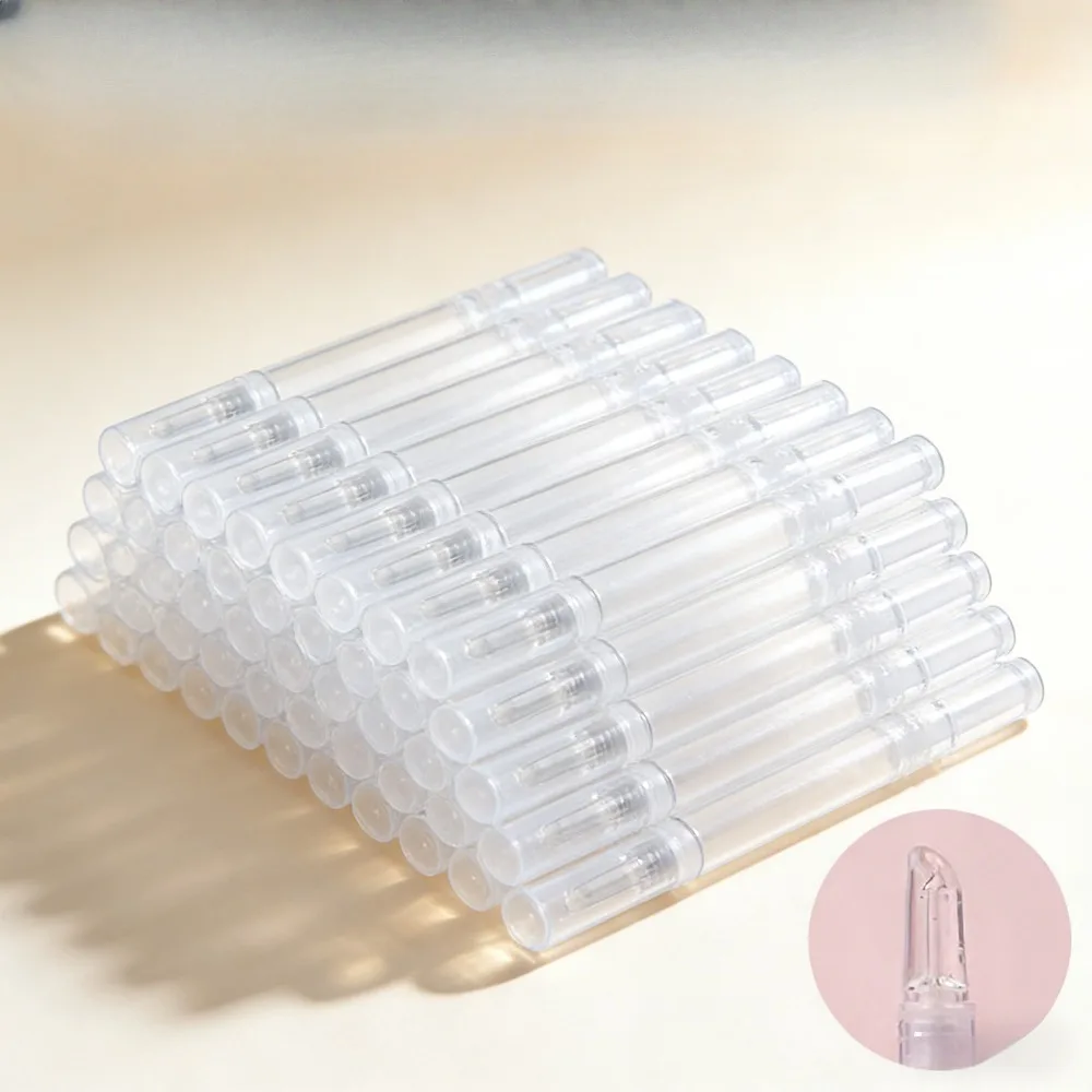 20/30/50Pcs 3ML 5ML Transparent Twist Cosmetic Pen Empty Cuticle & Nail Oil Pen with Silicone Brush Lip Gloss Tube Container