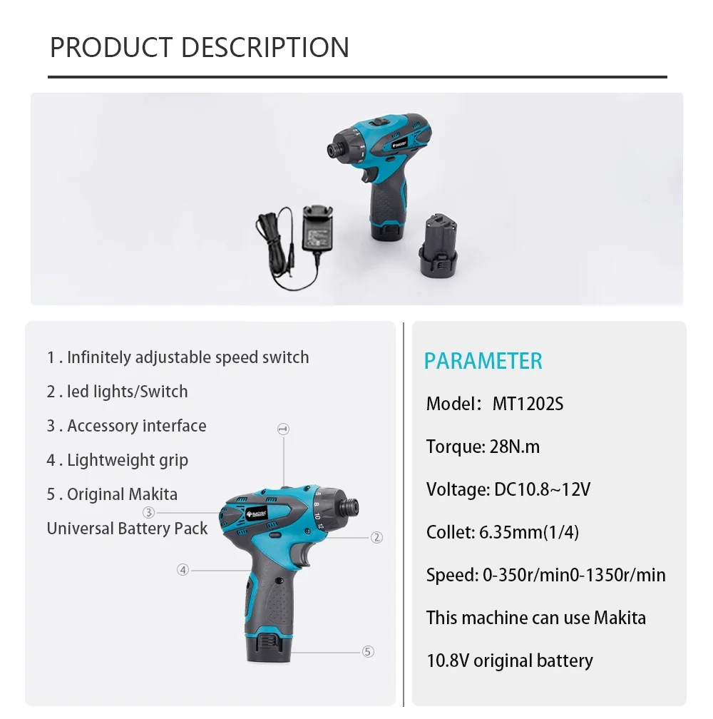 Electric Goddess Electric Screwdriver Drill Bit Impact Driver Adjustable Torque Drill Bit Driver DIY power Tool For 12V Battery