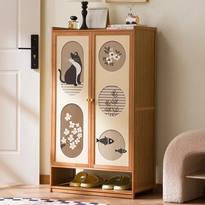 

Shoe cabinet household entrance home storage cabinet integrated against the wall entrance shoe rack multi-layer simple storage
