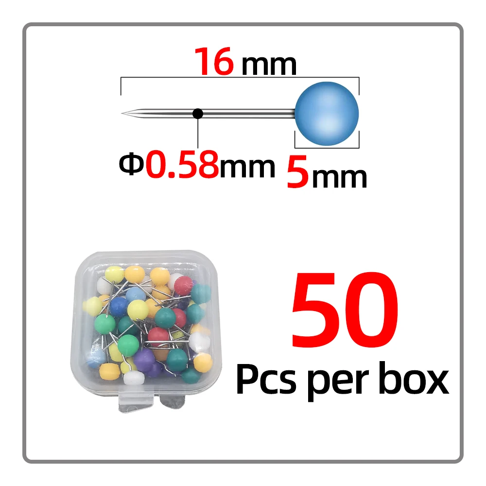 50pcs/Box Boxed Plastic Positioning Ball Needles Auxiliary Fixing Ball Needles Foam Spool Fishing Line Fixing Ball Needle