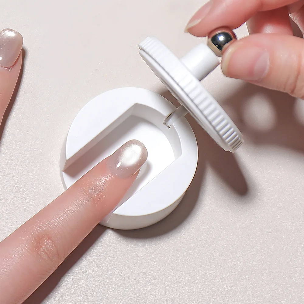 1pcs 360° Rotating Cat Eye Nail Magnetic Box For DIY Glass Bead Cat Eye Effect Pink White Professional Nail Polish Magnet Tools