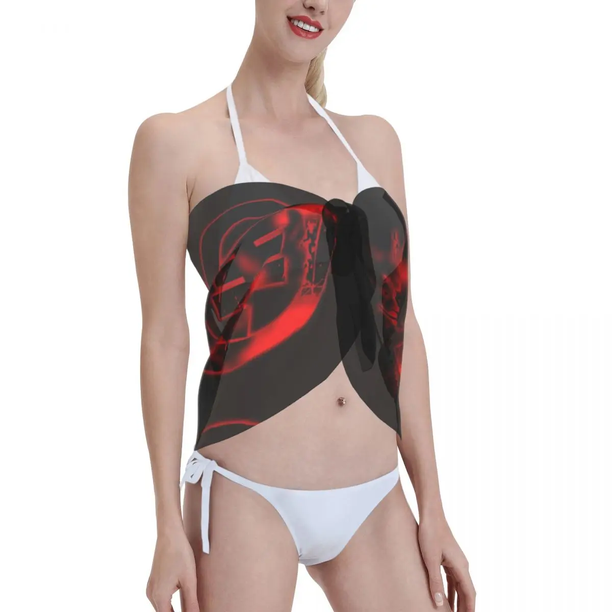 사용자 정의 Tokio 호텔 록 밴드 Bill Kaulitz 비치 비키니 커버 랩 시스루 짧은 스커트 시폰 스카프 커버 업 여성용