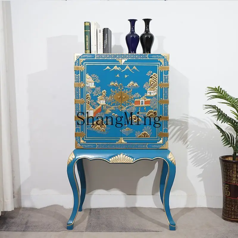 

ZYY large-capacity partition against the wall strip case entrance entrance cabinet all solid wood light luxury entrance platform