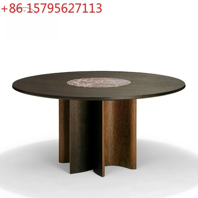 

Solid wood round table model room clubhouse villa restaurant dining table coffee table and chairs