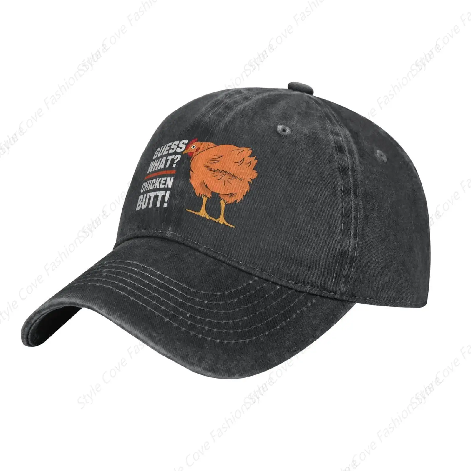 Guess What Chicken Butt Running Hats Adjustable Washed Truck Hat Classic Vintage Hat Outdoor Sports Cap Adult Sunscreen Hat