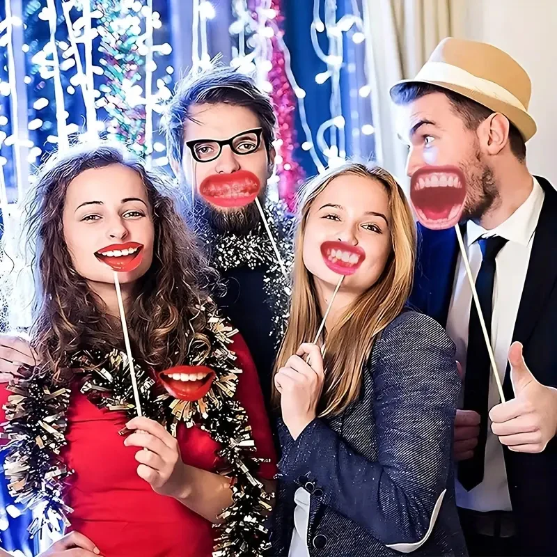 20 Stück lustige Lippen-Mund-Fotobooth-Requisiten, lustige Mund-Selfie-Requisiten, Party, Geburtstag, Hochzeit, Halloween, Partyzubehör, Dekoration – Detail 2