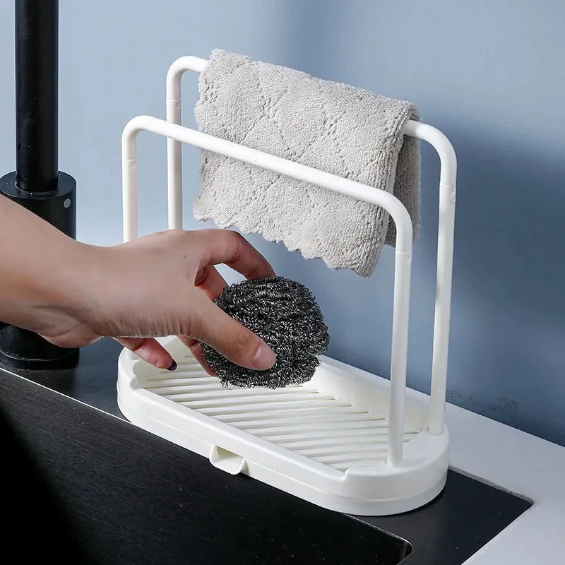 Kitchen Sink Drainage Shelf Kitchen Accessories Rag Drain Stand Sink Drain Storage Basket for Sponge Rag Wire Ball 1PCS