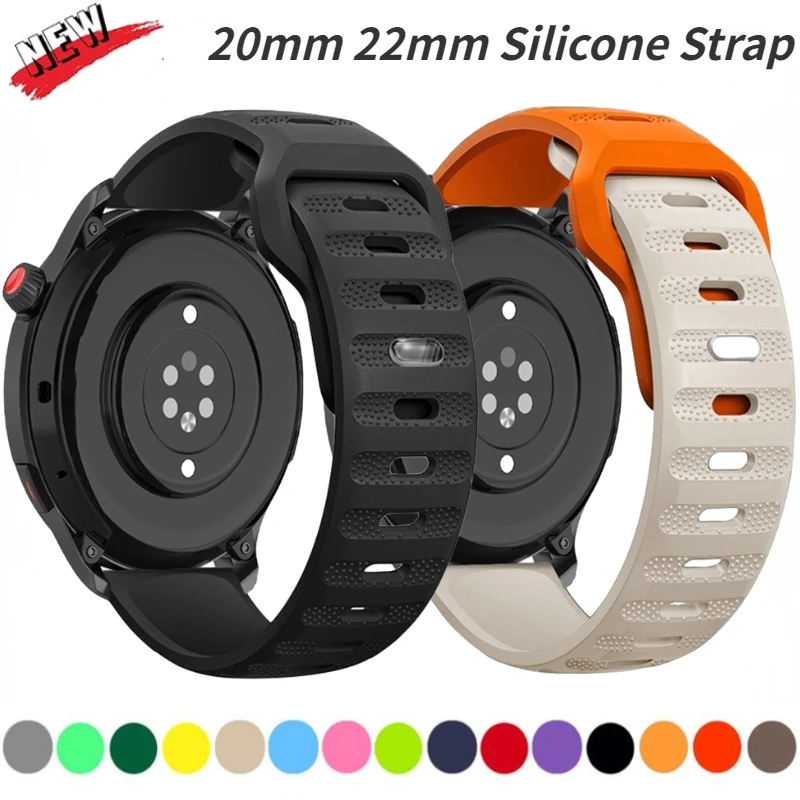 

20mm 22mm Silicone Strap For Samsung Watch 6/5/4/3 Amazfit GTR/GTS 4 Sport Breathable Band For Huawei Watch 4/3/GT3-2 Pro Correa