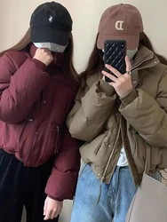 Chaqueta de plumón de algodón negro coreano para mujer, abrigo de cuello alto, Chaqueta de algodón cálida, suelta y versátil, Invierno