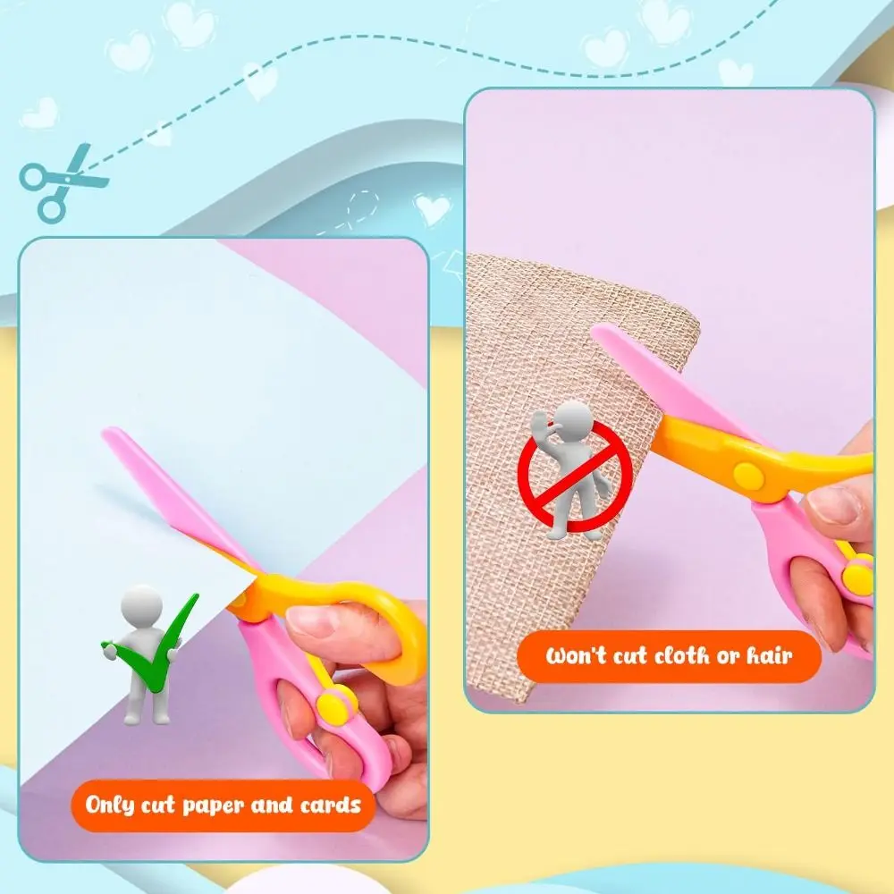 Safe Plastic Safety Scissors Blunt Tip Comfort Grip Anti-Pinch Scissors Anti-Pinch Design Unisex Development Scissors Toddler