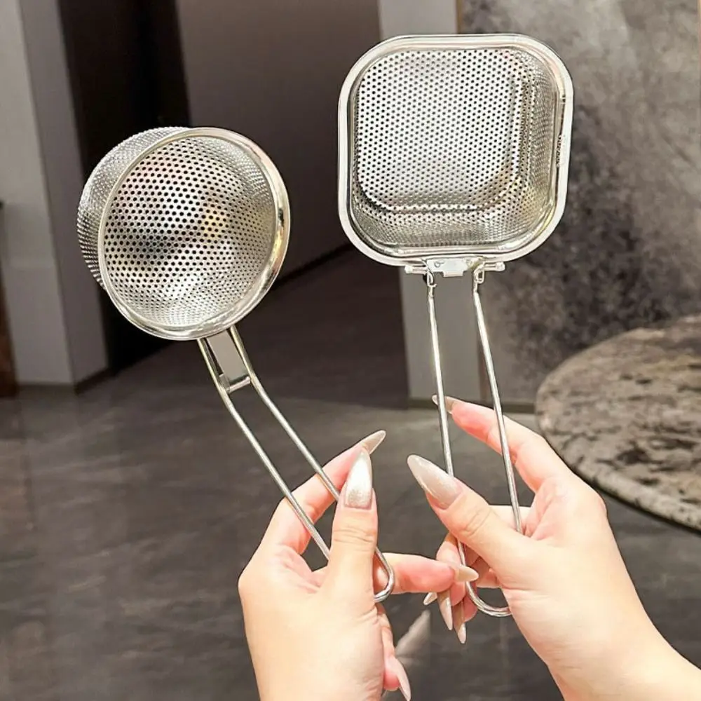 

Foldable Long Handle Frying Filter Stainless Steel Round/Square Colander Rust-proof Corrosion-proof Fried Net Sieve Spoon