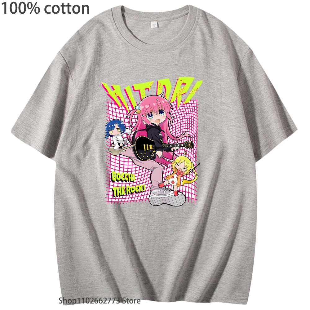 Hitori Gotou T-Shirts Women Bocchi The Rock Tshirt Streetwear Men Anime Short-sleeved Clothing Kawaii Y2k Clothes 100%Cotton Tee