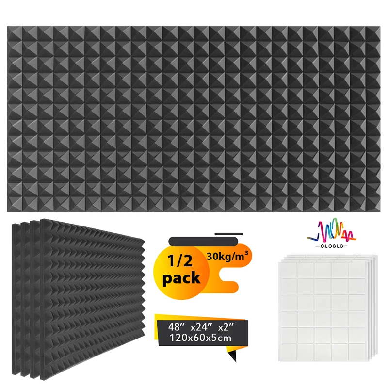 

Acoustic Panel Absorbs Sound 1/2 Pack, Pyramid High-Density Studio Foam Wall Insulation Home panels Decoration Self-Adhesive Tap