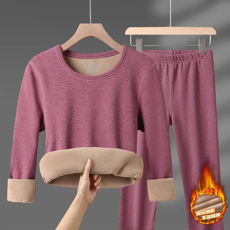 Winter Thermal Underwear Sets Men Women Velvet Tops +Long Pants Comfortable Skin-friendly Elastic Thickening Warm 2 Piece Set