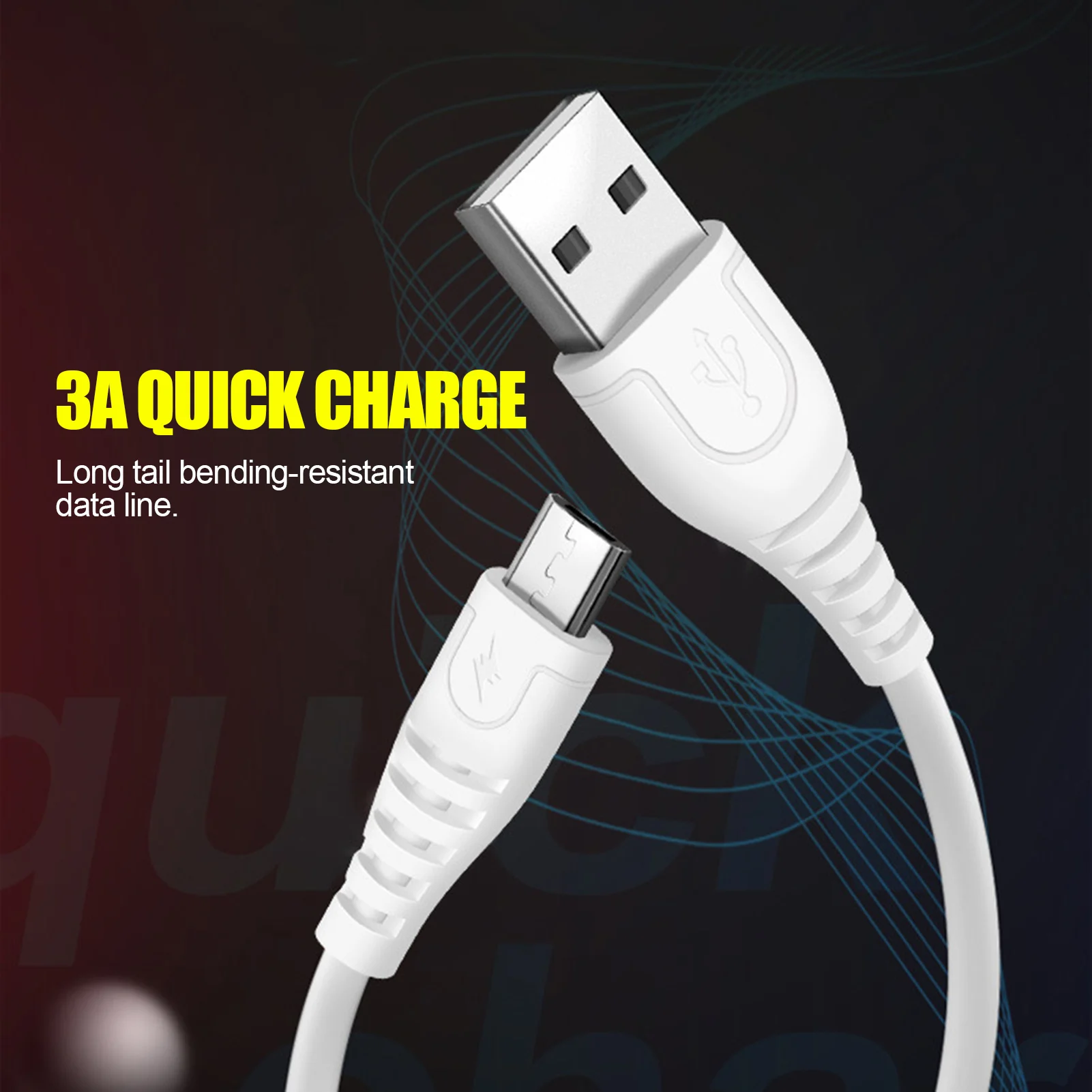 USB szybki kabel danych do ładowania 3A zaokrąglone mocny kabel drut USB typu C kabel komórek kable telefoniczne i adaptery akcesoria do telefonów komórkowych