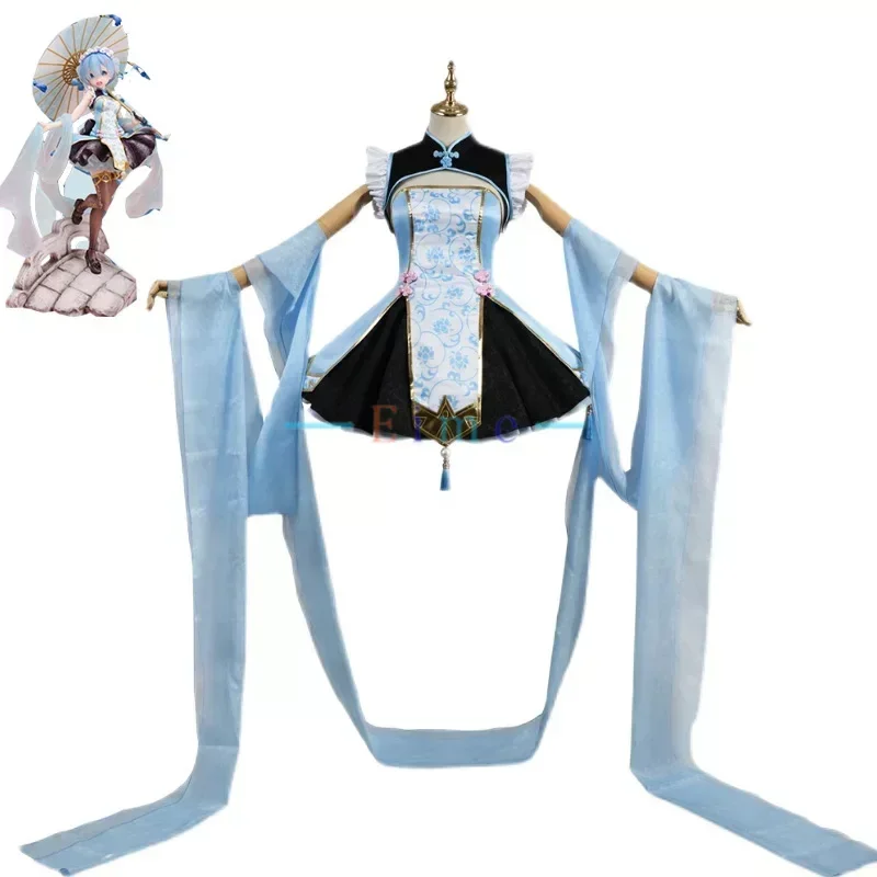 Anime Re:Life in a Different World Rem Cosplay Costumes Cute Chinese Cheongsam Party Suit Halloween Carnival Uniform Custom Made