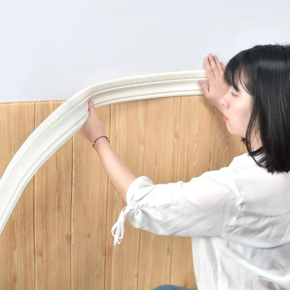 2.3 Meters * 8cm XPE Foam 3D Skirting Line Waterproof Thicken Wall Stickers Self-adhesive Home Decor