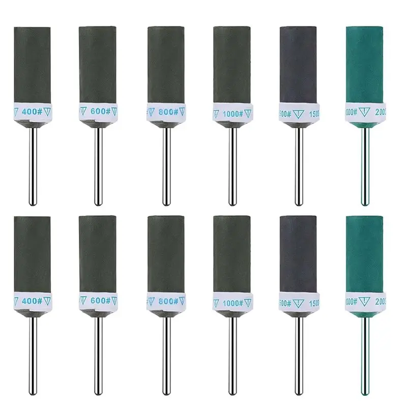 AEE8-12Pcs Sanding Drums For Dremel Rotary Tool, 400-2000 Grit Metal Mandrel Abrasive Grinding Polishing Sticks