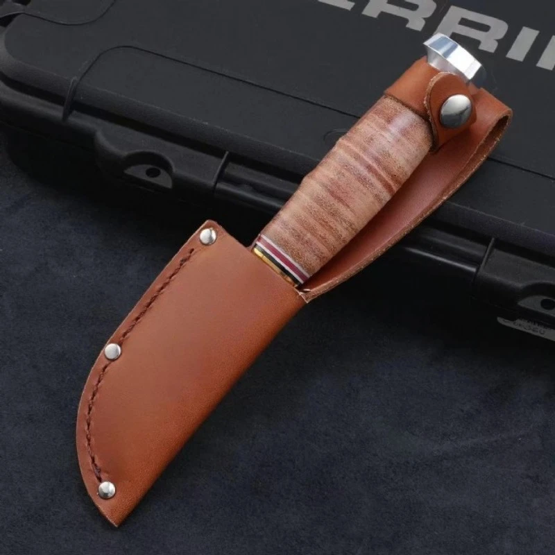 KB 1234 التكتيكية شفرة مثبتة سكين مع غمد 5Cr15MoV الصلب قسط الجلود مقبض في الهواء الطلق التخييم السكاكين بقاء EDC أداة