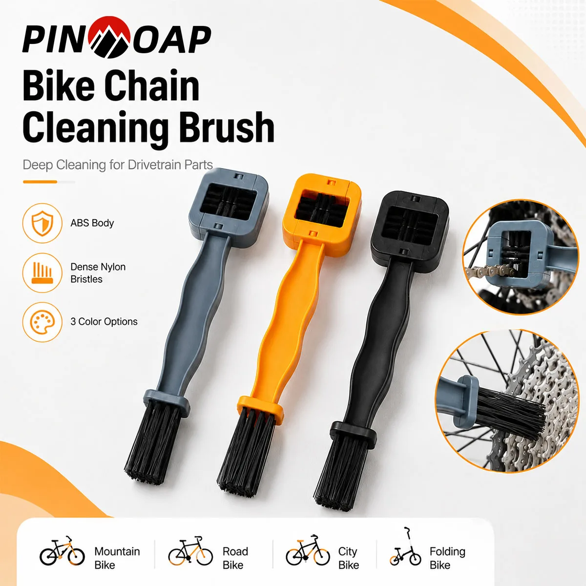 PINMOAP 1PC Bike Chain Brush Cleaner Bicycle Drivetrain Scrub Tool For Cassette Gear Sprocket Mtb Road Cycling Maintenance