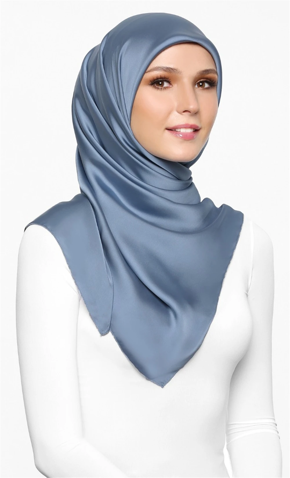 115*115cm Cabeça Sólida Cachecol Quadrado De Seda Cetim Bandana Cheveux Lenço Hijab Acessórios para Mulher Cachecol de Cabelo Muçulmano Turbante