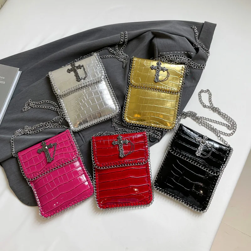 

SS 2025 Viral American Vintage Crossbody Bag Studded Biker Chic Phone Purse Small Niche Women's Edgy