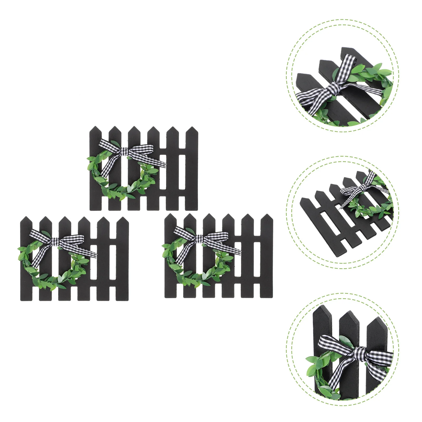 

3Pcs Wood Mini Fence Decorative Miniature Ornament for Micro Landscape Garden Outdoor Wood Crafts Micro Landscape Fence