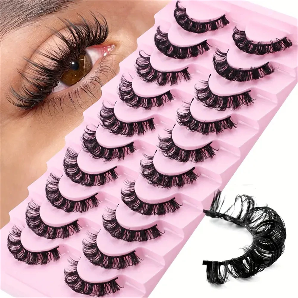 10 pares de lujosas pestañas rusas esponjosas y tenues de larga duración, aspecto Natural, cómodas pestañas postizas con rizo Dd