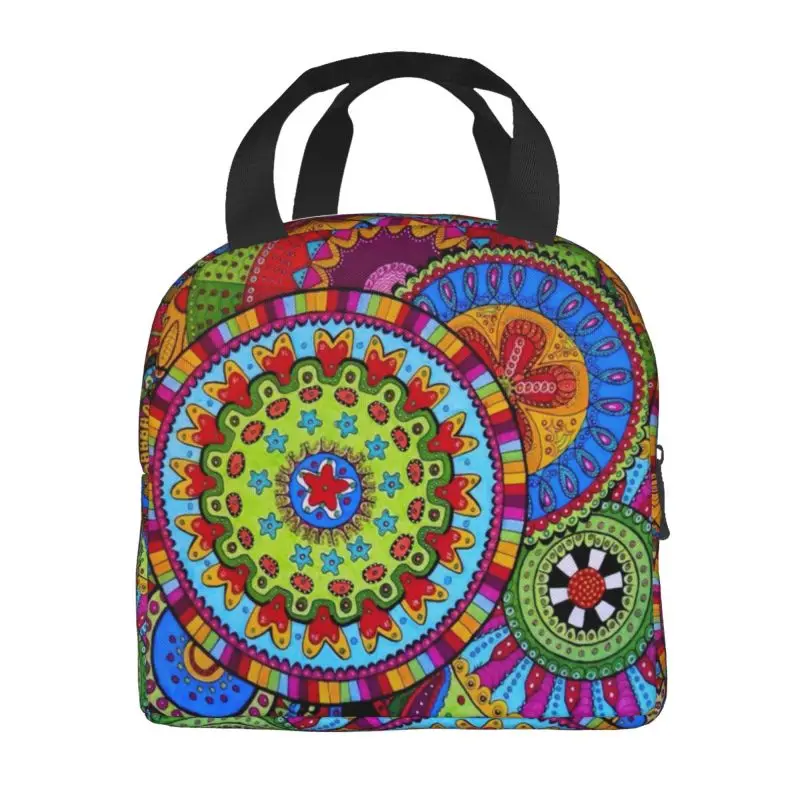 Custom Mandala Flower Deanfun Colorful Lunch Bag Men Women Thermal Cooler Insulated Lunch Box for Kids School