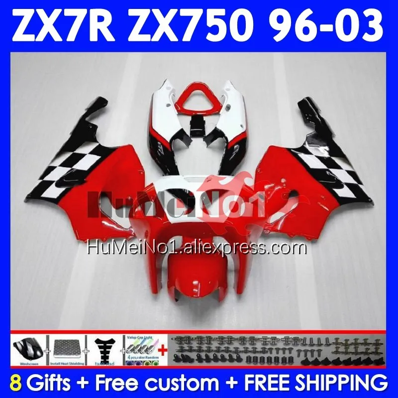 Stock red Body Kit For KAWASAKI NINJA ZX 7R 7 R 750 ZX-750 210No.15 ZX750 ZX-7R ZX7R 96 97 98 99 2000 2001 2002 2003 Fairing