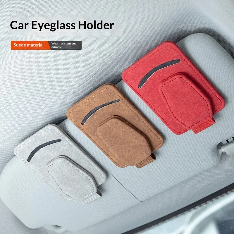 Wildleder-Auto-Sonnenblenden-Organizer mit Kartenfach, Quittungsfach, Brillenhalter-Clip - Multifunktionales Armaturenbrett-Zubehör