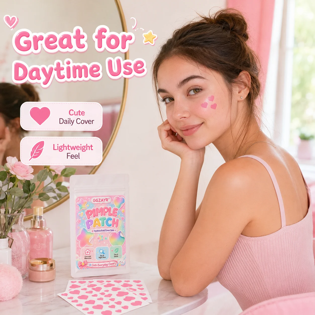 180Pcs Pink Star Hydrocolloid Patches, Ultra-Thin Invisible Blemish Stickers, Waterproof Oil-Absorbing Acne Covers, Gentle for S