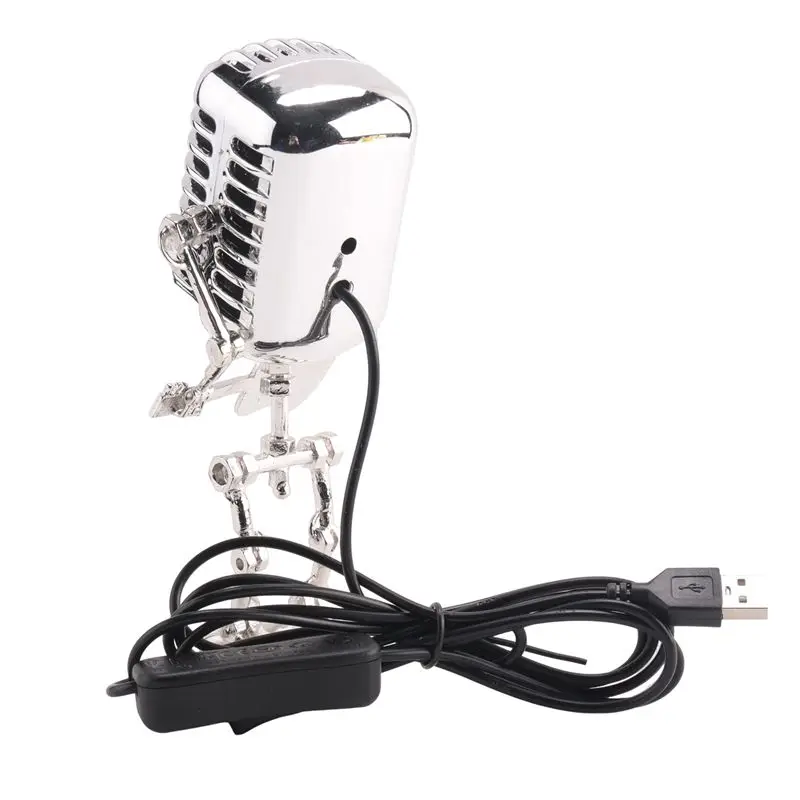 AWAH Retro Style Vintage Microphone Robot Desk Lamp, Vintage Microphone Robot Touch Dimmer Lamp Table Lamp
