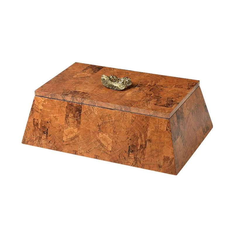 

Modern light luxury creative wood grain agate stone decoration box hotel villa cloakroom desktop jewelry box home decoration