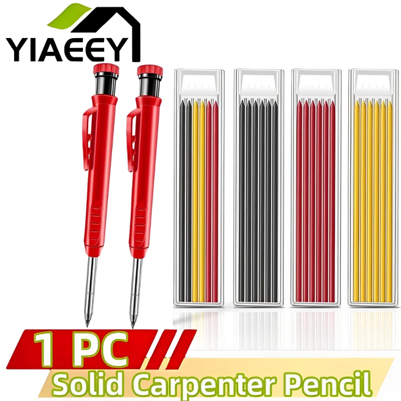 Solid Carpenter Pencil Set Ferramentas para Carpintaria Lápis Mecânico 3 Cores Recarga Ferramentas de Trabalho Construção Carpintaria Marcação Scriber