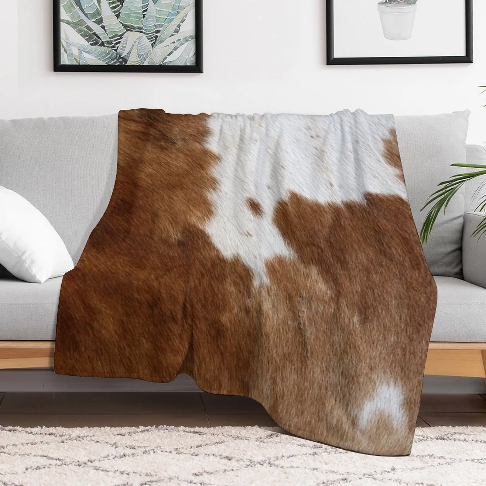 Cow Hide Brown & White Throw Blanket blankets ands Plaid on the sofa Cute Plaid Thermals For Travel Blankets