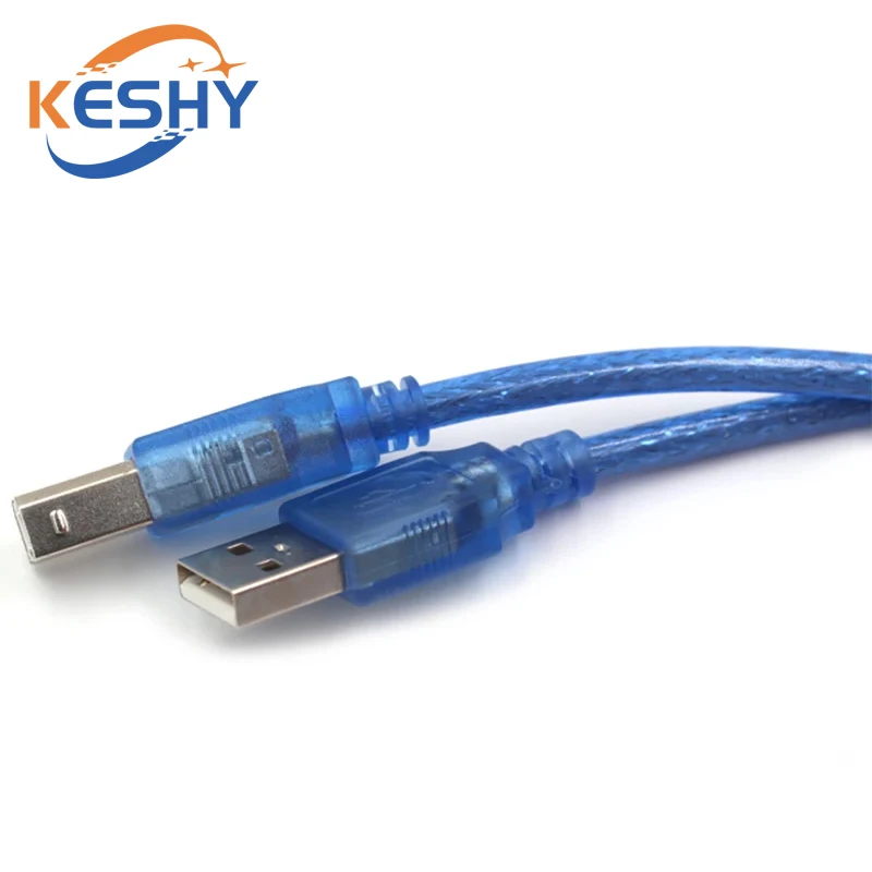 USB 2.0 Printerkabel Type A Male naar Type B Male Dubbele afscherming Hoge snelheid Transparant Blauw Datakabel 150CM 300CM 500CM