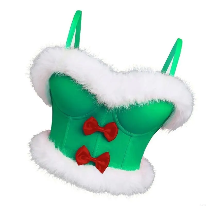 

Стильный рождественский меховой топ-бюстье с элегантными бантами для праздничной одежды 6XDA