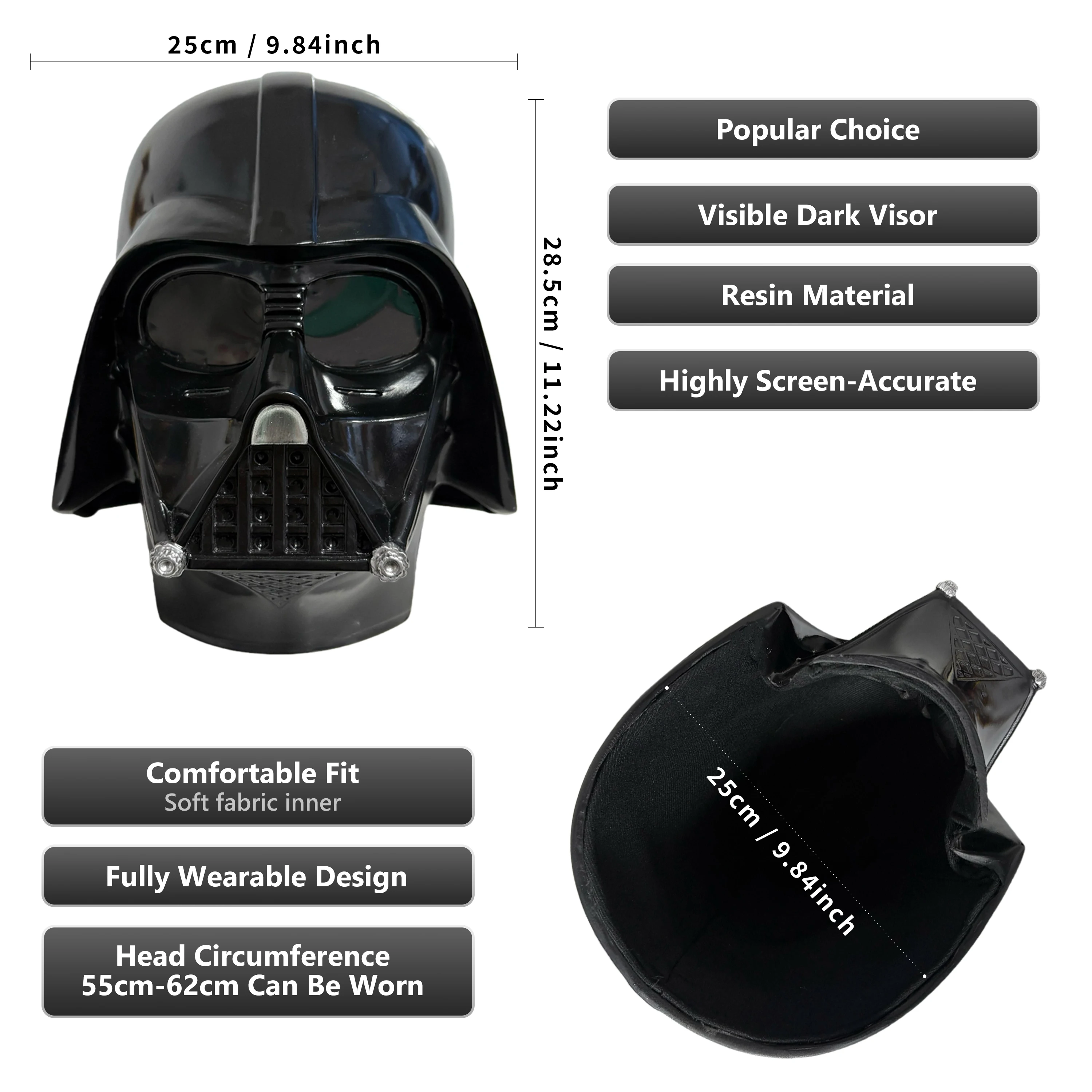 Casco Completo de Darth Vader de Star Wars, Hecho de Resina, Máscara de Cosplay Usable, Serie Negra, Coleccionable para Adultos, Regalo para Halloween, Navidad, Cumpleaños