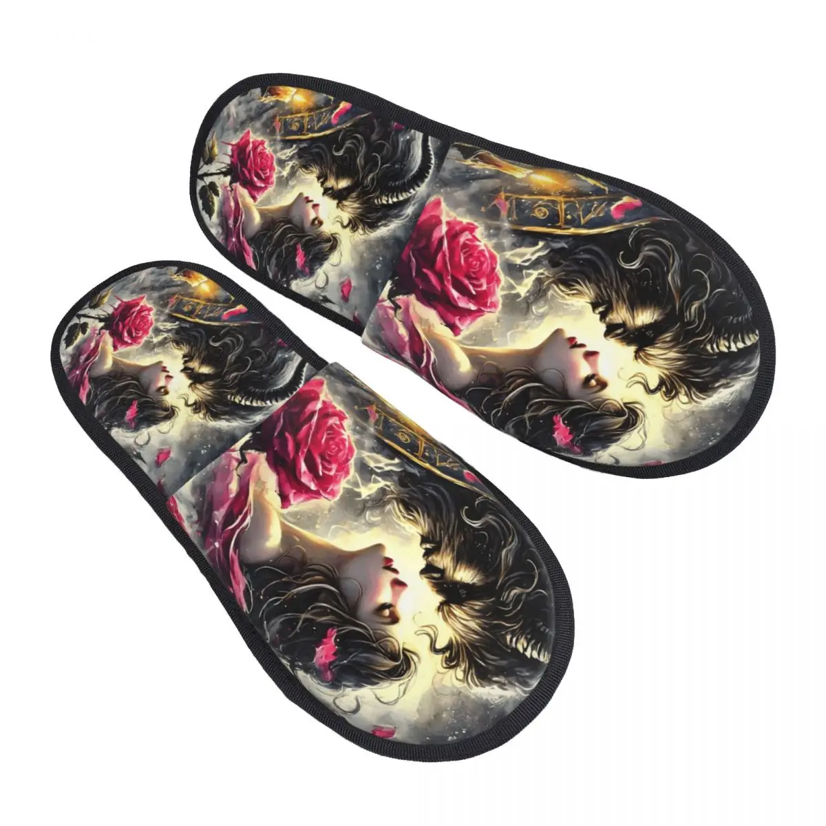 

Домашние тапочки в стиле аниме «Квозня и чудовище», женские мягкие тапочки из пены с эффектом памяти, романтические фэнтезийные мультяшные кавайные тапочки без шнуровки для спа