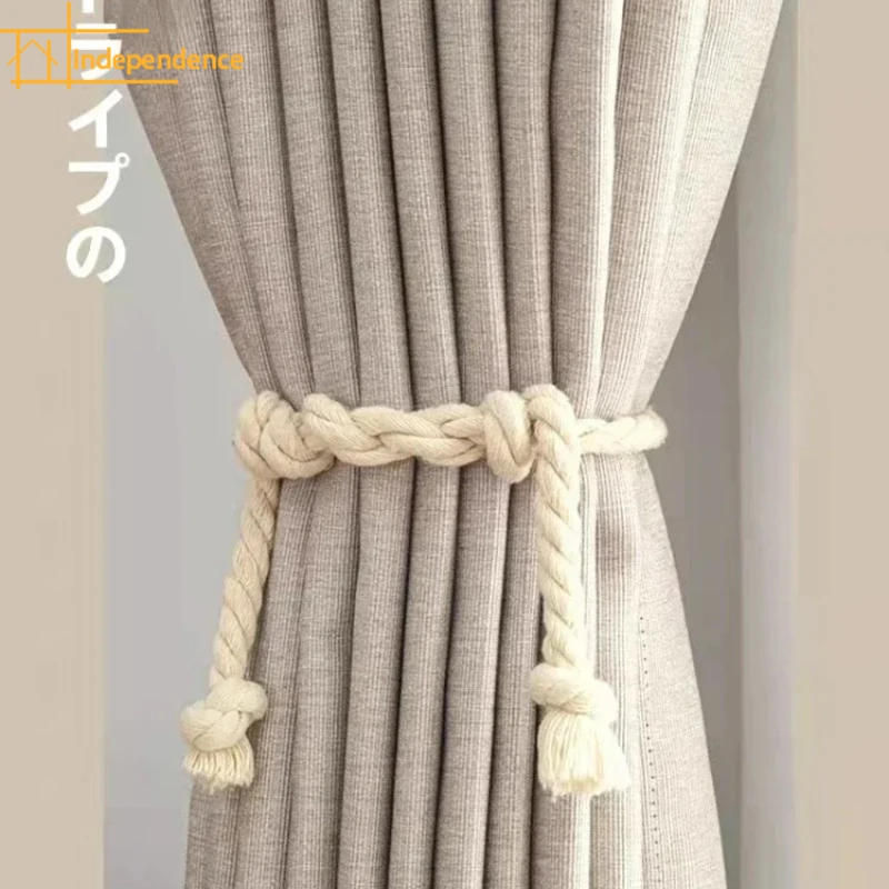 Cream Velvet Vertical Jacquard Chenille Curtains for Living Room Bedroom French Window Customized Partition Cotton Linen
