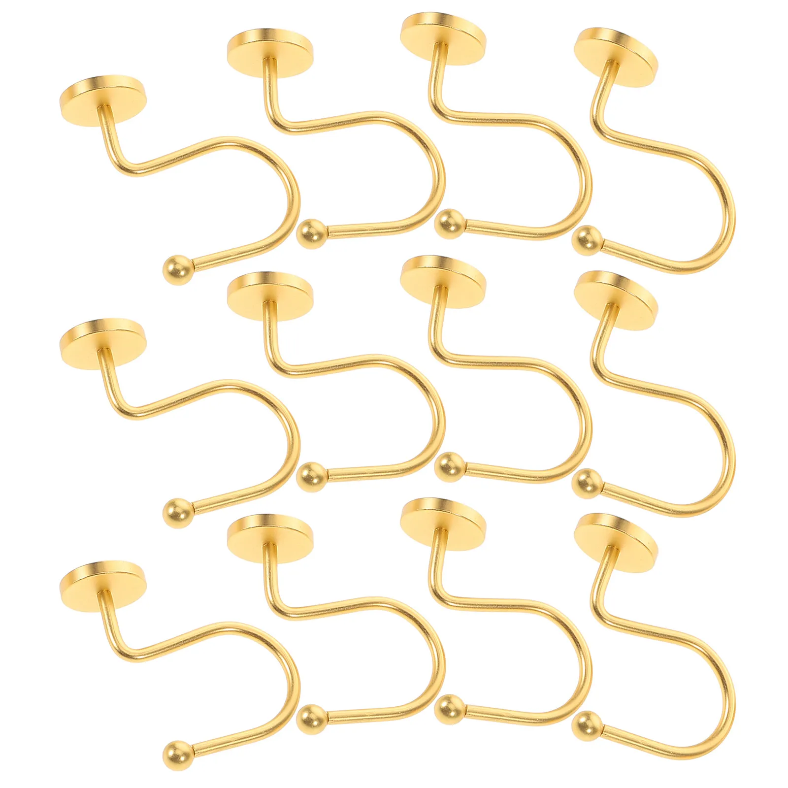 

12pcs Bathroom Hooks Gold Shower Curtain Rings Decorative Modern Round Metal Button Design For Curtains Bathrooms Window