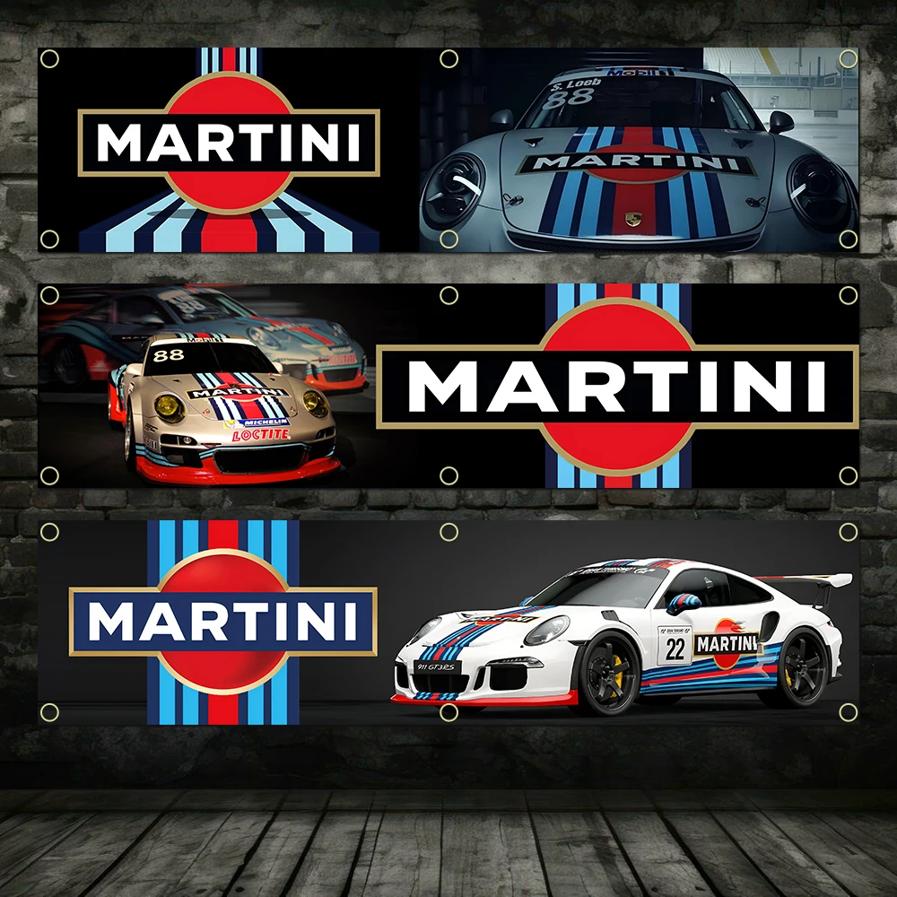 60X240cm Banner M-Martinis Super Racing Car Flag Polyester Printed Garage Wall Outdoor Decorations Tapestry With Brass Grommets