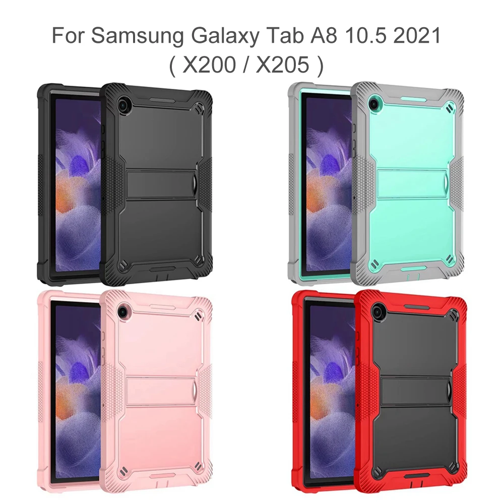 For Samsung Galaxy Tab A8 10.5 inch 2021 SM-X200 SM-X205 Case Kids Safe Silicon PC Hybrid Shockproof Antifall Stand Tablet Cover