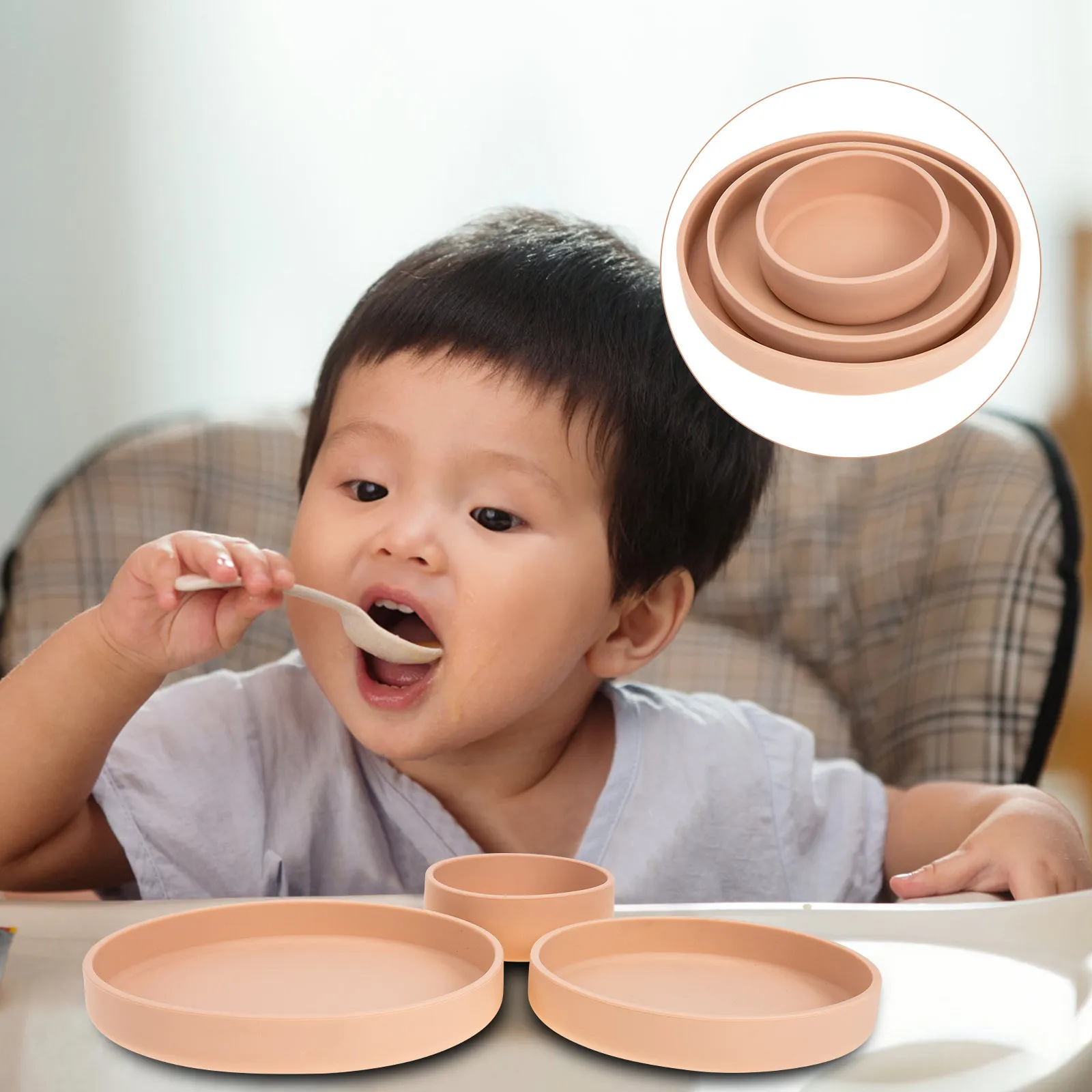 

Набор из 3 силиконовых тарелок для кормления малышей, стерилизуемых методом кипячения, детская посуда для еды