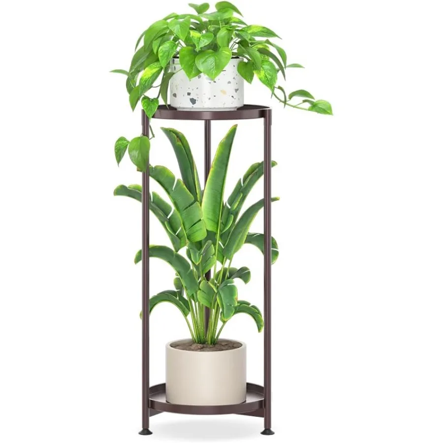 

2 Tier Corner Plant Stand Indoor Tall Vertical Metal Flower Heavy Duty Pot Holder Shelf Outdoor for Patio Porch Liv