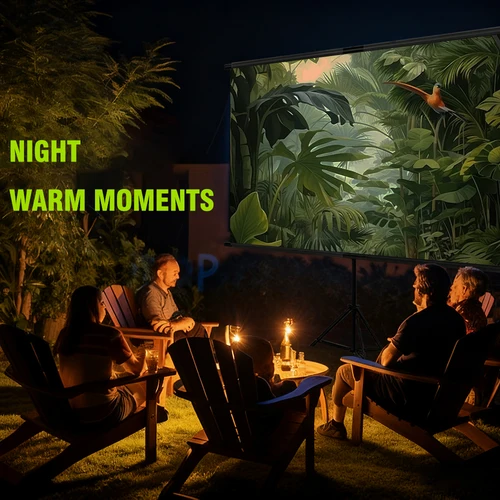 Imagen 2 del producto Pantalla de proyector con soporte único-4K HD 16:9 interior/exterior Se puede utilizar para cine/oficina patio trasero fiesta pantalla de teatro