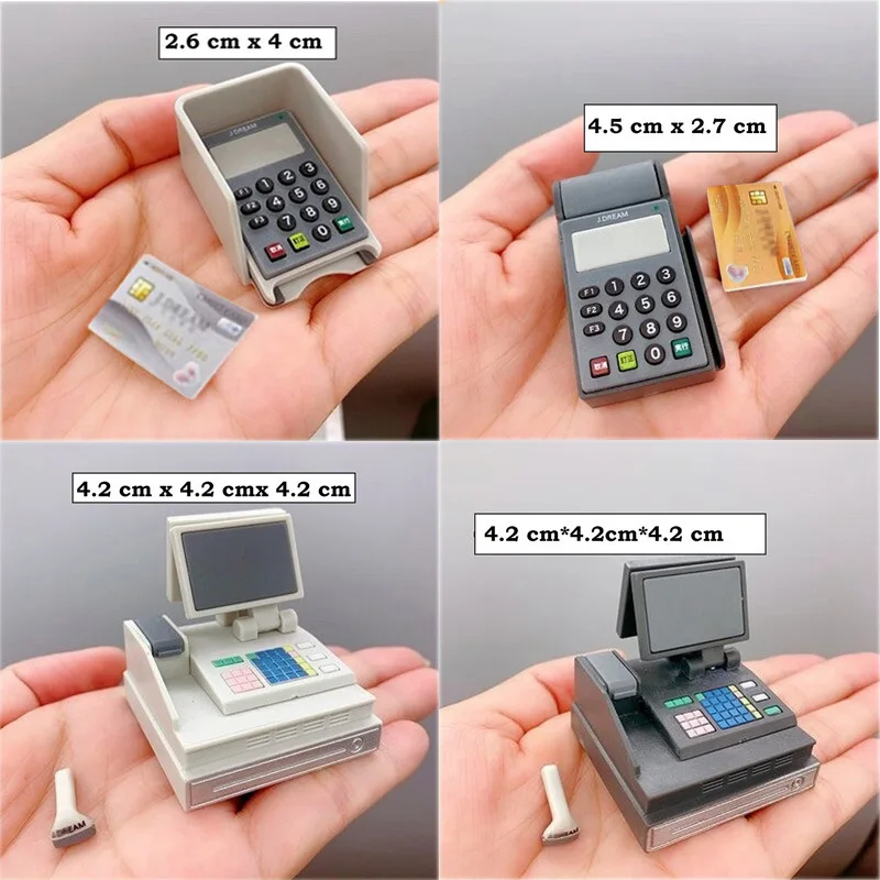 NEW 1PCS 1/6 Scale Dollhouse Miniature Cash Register Mini Pretend Toys POS Machine for Dollhouse Play Accessories