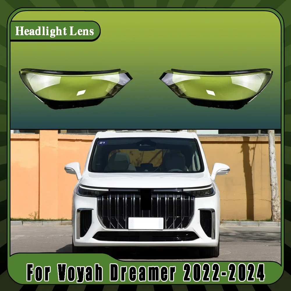 Car Front Headlight Lens Cover Clear Car Light Glass Shell Plexiglass Replace Original Auto Gadgets For Voyah Dreamer 2022-2024